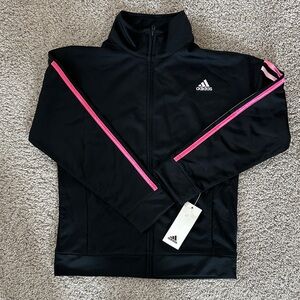 Adidas Kids Black Zip Up with Pink Accents
